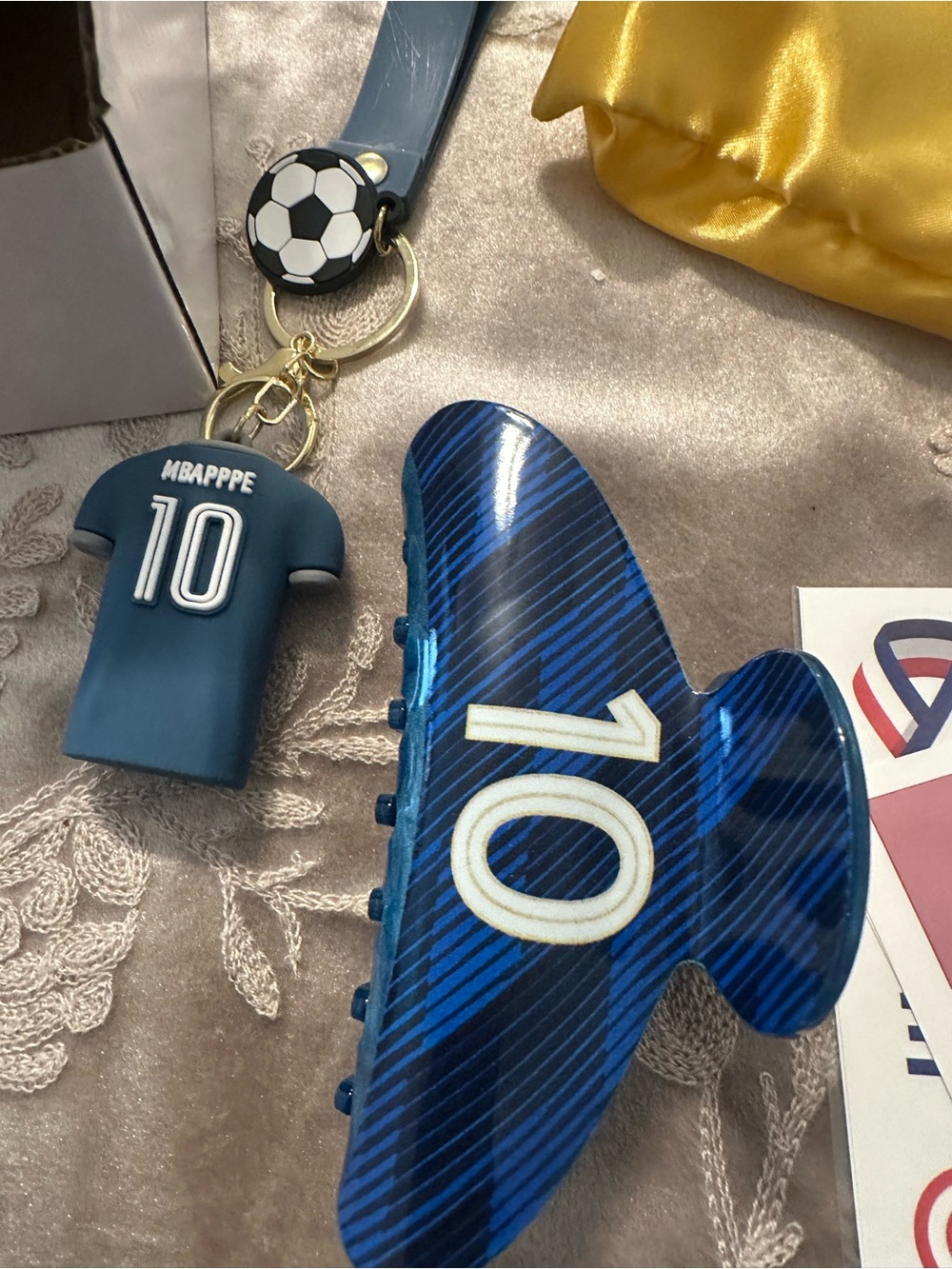 Blue '10' Soccer Cleat Keychain + MBAPPE Jersey Charm